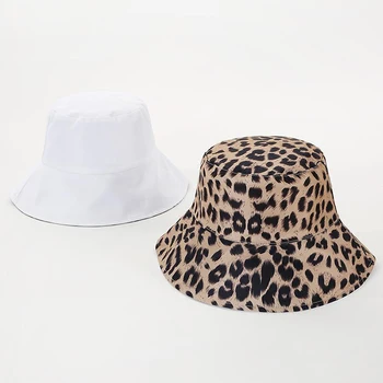 SUOGRY 2019 Naujas Mados Vasaros Grįžtamasis Cappello Pescatore Leopard Žvejys Kepurės Kibirą Skrybėlės Moterų Ponios