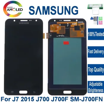 Super AMOLED skystųjų kristalų (LCD Samsung Galaxy J7 J700 J700F J700HJ700M LCD Ekranas Jutiklinis Ekranas skaitmeninis keitiklis Asamblėjos ryškumo reguliavimas