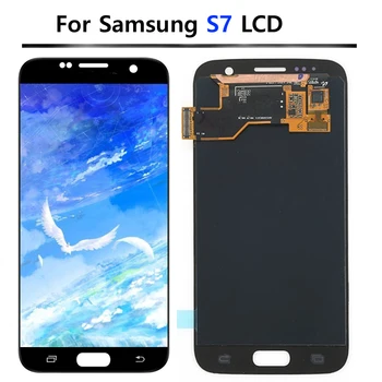 Super AMOLED Įrašyti Šešėlis LCD SAMSUNG Galaxy S7 Ekranas G930 G930F Jutiklinis Ekranas skaitmeninis keitiklis Pakeitimo