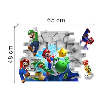 Super Mario 3d Skaldytų Skylę Sienų Lipdukai Vaikams, Kambario, Namo Apdaila Berniukai Sienos Lipdukai Kūrybos Freskos Meno Pvc Žaidimas Plakatai