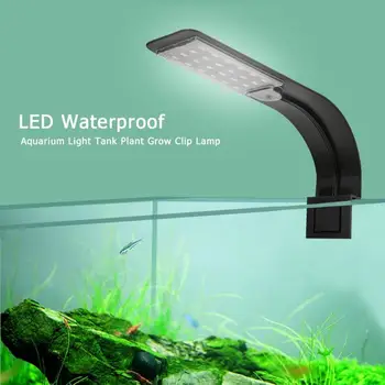 Super Slim 10W LED Akvariumo Vandeniui Šviesos Žuvų Bakas Vandens Augalams Augti, Apšvietimo Clip-On Lempos ES Kištukas Kabelių Žuvis Prekes