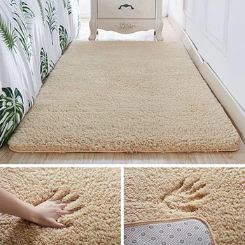 Sutirštės kilimų kambarį plauti šilko plaukų neslidus, antklodė, Miegamojo lovos kilimėlis jogos kilimėlių vientisų spalvų pliušinis