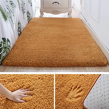 Sutirštės kilimų kambarį plauti šilko plaukų neslidus, antklodė, Miegamojo lovos kilimėlis jogos kilimėlių vientisų spalvų pliušinis