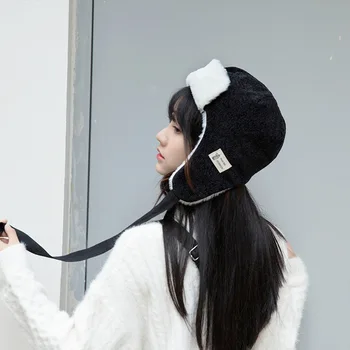 Sutirštės Šiltas Bombonešis Skrybėlę, Moterų, Vyrų Studentų Rudens Žiemos Ausų Apsaugos Bžūp Mergina Retro Velvetas Korėjos Cute Mados Kepurės H7315