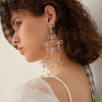 SuXin auskarai 2020 naujas paprastas lankas temperamentas auskarai moterims, ilgai kristalų pakabukas auskarai, papuošalai, dovanos