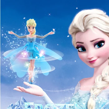 Sušaldyti Dsney Žaislas Elsa Princesė skraido Lėlės Šviečia LED Apšvietimas Anime Pav Skristi Indukcijos Žaislas Cute Girl Dovana Vaikams