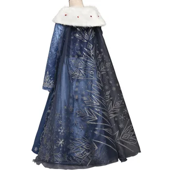 Sušaldyti Elsa Princesė Dress Helovinas Kostiumas Žiemos Medvilnės Tinklelio Blizgučiais Baby Girl Suknelės, Šaliai