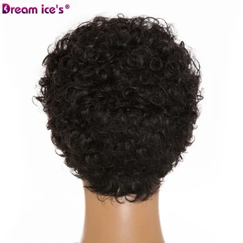 Svajonė.Ledo Plaukai Trumpi 90%Žmogaus Plaukų Perukai Už juodaodžių Moterų Afro Curl Mišrių Plaukų Perukai Natūralių Spalvų, Brazilijos Plaukų Džeris Perukai
