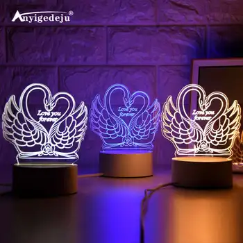 Swan 3D Lempos Kūrybos Naktį, Šviesos, Naujumo Iliuzija Naktį Lempos Iliuzija Stalo Lempa Namų Dekoratyvinės Šviesos ES/JAV