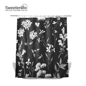 Sweetenlife 150x180cm Dušo Užuolaidos Mažų Gėlių Modelio Vonios Užuolaidų Poliesterio, atsparus Vandeniui Užuolaidų Lašas Laivybos