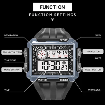 SYNOKE Vyrų Sporto laikrodis atsparus Vandeniui 5BAR Didelis Ekranas Skaitmeniniai Laikrodžiai Vyrams Karinės Žadintuvas Elektroninių Mados Reloj Hombre Naujas