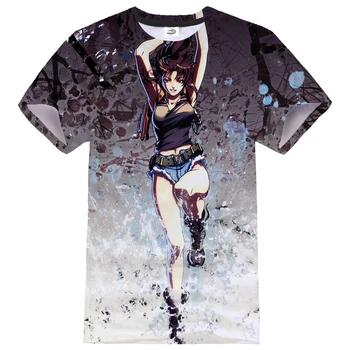 T-shirt Black Lagoon 3D Atspausdintas Vyrų, Moterų Sporto Atsitiktinis Streetwear Anime Cosplay Mados Marškinėlius Ginklą Hip-Hop marškinėliai Topai Drabužiai