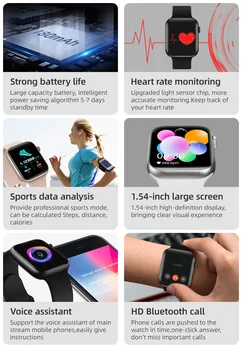 T500 Plus Smart Watch Vyrai Moterys 1.54 colių Visiškai Jutiklinį Ekraną, 