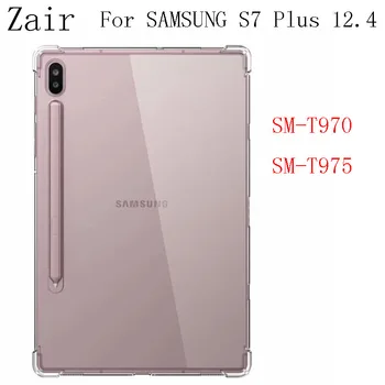 Tablet case for Samsung Galaxy Tab S7 Plius 12.4 Silikono soft shell TPU oro Pagalvė padengti Skaidriu apsaugos SM-T970 SM-T975