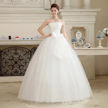 Tai YiiYa Vestuvių Suknelė Blizgančiais Grindų Ilgis vestuvių suknelės Stebėjimo Rankovių Lankas Nėrinių Princesė Vestuvių Kamuolys Suknelė HS106