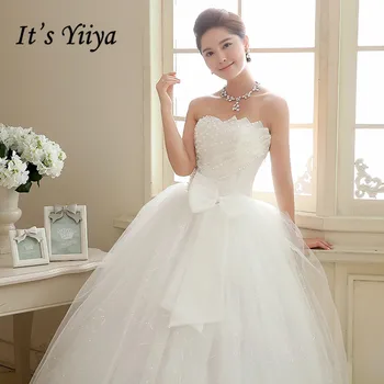 Tai YiiYa Vestuvių Suknelė Blizgančiais Grindų Ilgis vestuvių suknelės Stebėjimo Rankovių Lankas Nėrinių Princesė Vestuvių Kamuolys Suknelė HS106