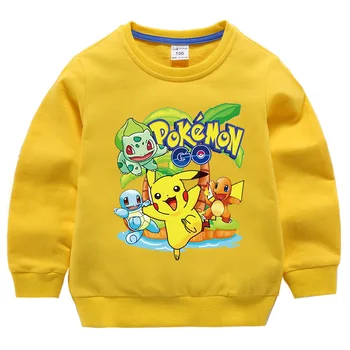 Takara Tomy Pokemon Pikachu marškinėliai ilgomis Rankovėmis Medvilnės Vaikų Palaidinukė Kūdikių Berniukų, Mergaičių Paltai Viršūnes Hoodies Drabužiai