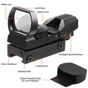 Taktinis Raudonos, Žalios Dot Akyse Holografinis Medžioklės Riflescope 4 Tinklelis Šautuvas taikymo Sritis Medžioklės Optika Ginklą Reikmenys 20mm Geležinkelių