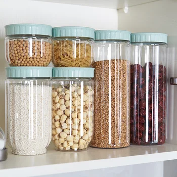 Talpinimo plastikiniai namų apyvokos grūdų saugojimo jar Virtuvės skaidrus sandarų indelį maisto produktų laikymo indelį pieno miltelių buteliuko konteineriai