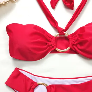 Tanboby Seksualus Raudonas Bikini, 2021 maudymosi kostiumėlį Ponios Bachwear Apynasrio Tvarstis Plaukimo Biquinis Du gabalus Aukštos Sumažinti Thong maudymosi Kostiumėliai Moterims