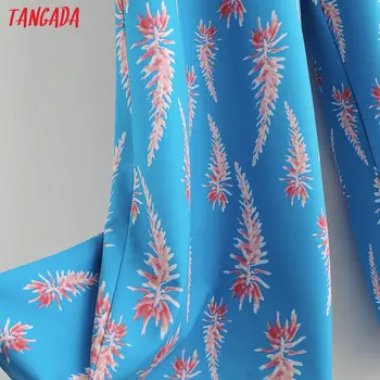 Tangada korėja prašmatnus mėlynos spalvos gėlių spausdinti kostiumas moterims sijonas nustatyti 2020 mados naujas kostiumėlis 2 dalių komplektas saldus viršaus ir kelnės 2F38