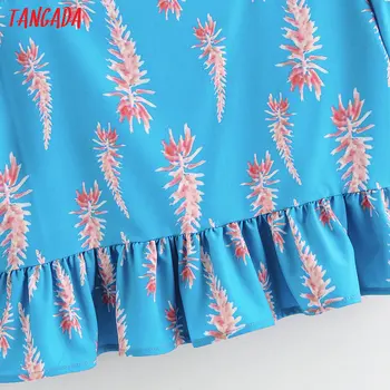 Tangada korėja prašmatnus mėlynos spalvos gėlių spausdinti kostiumas moterims sijonas nustatyti 2020 mados naujas kostiumėlis 2 dalių komplektas saldus viršaus ir kelnės 2F38