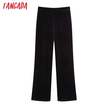 Tangada Mados Moterų Kietas Coffe Aksomo Kostiumas Kelnės Kelnės Strethy Juosmens Lady Kelnės Pantalon BE172
