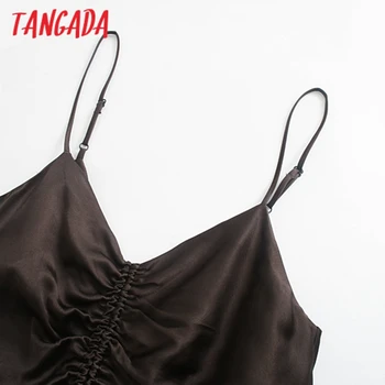 Tangada Moterų Sexy Satino Suknelė Dirželis Reguliuoti Rankovių Plisuotos Moterų Šalis 