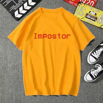 Tarp Mūsų, aš esu Impostor Moterys T-shirt Estetika Grafinis Trumpas Rankovės Medvilnės Poliesterio T Marškinėliai Moteriška Camisetas Verano Mujer