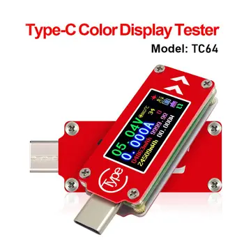 TC64 Tipas-C Spalvotas LCD ekranas USB Voltmeter Ammeter Įtampa Srovės Matuoklis Multimetras Baterija PD Mokestis Galios Banko USB Testeris