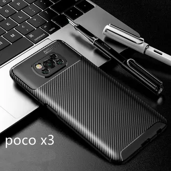 Telefoną Atveju Xiaomi Poco X3 NFC Padengti Anglies Pluošto, Minkštos Silikono Atveju Apie Xiaomi Poco X3 Poco F2 Pro
