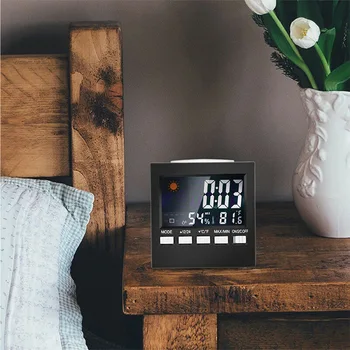 Temperatūra Kalendorius Skaitmeninis Laikrodis-Žadintuvas, LCD Drėgmėmačiu Patalpose Kambarius Atidėti Garso Kontrolės Apšvietimo Spalvų Orų Prognozė