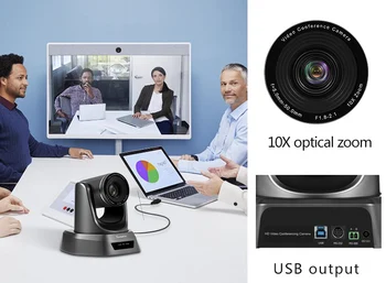 Tenveo NV10U 10x Zoom, Full HD 1080p H. 264 Video Kamera, USB Kištukas, PTZ Kamera Cam HD webcam 