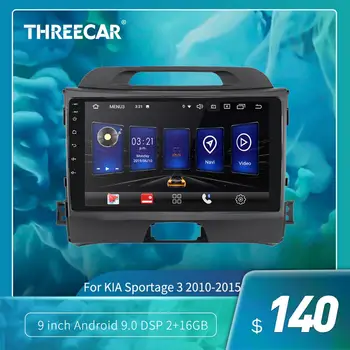 Threecar 2din Android 9 Ouad Core PX6 Automobilio Radijas Stereo KIA Sportage 3 2010-GPS Navi 