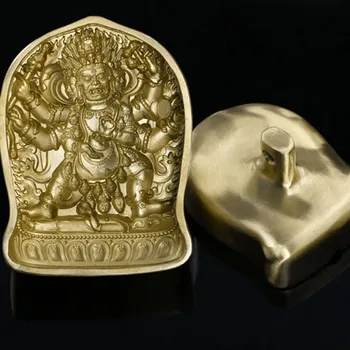 Tibeto Budizmas / juoda Mahaga dharmapalas nuvalykite šešių rankos pelėsių / Žalvaris / tsa tsa par Buda boutique skirta Religijos