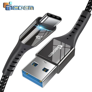 TIEGEM USB 3.0 C Tipo Kabelis 3A USB C Kabelio 