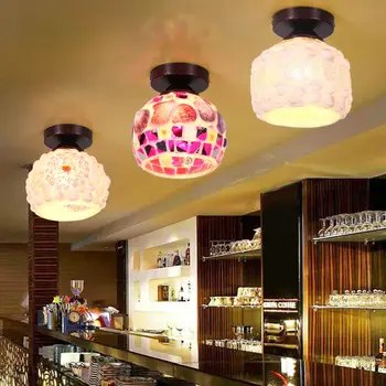 Tiffany Europoje stiliaus natūralaus lukšto stiklo lempų gaubtų lubų šviesos blizgikliai naktį šviesos grindų baras apšvietimo E27 lemputės Nemokamas pristatymas
