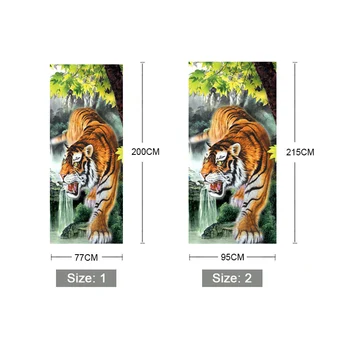 Tigras Durų Lipdukas 3D Foto Tapetai Vandeniui PVC lipnios Kambarį Miegamojo Durų Lipdukai Namų Dekoro Papel De Parede