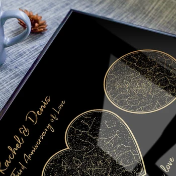 Tikro aukso folija 3 vietas star custom map žvaigždynas spausdinimo 1 metų pirmąjį Asmeninį jubiliejų dovana jam pora vyro
