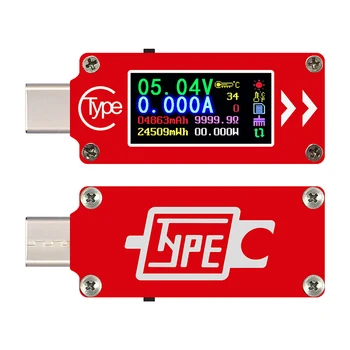 Tipas-C spalvotas LCD ekranas USB Voltmeter Ammeter Modulio Įtampa Srovės Matuoklis Multimetras Baterija PD Mokestis Galios Banko USB Testeris Valdyba