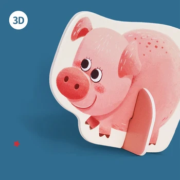 TOI Mano Pirmasis 3D Galvosūkiai dvipusis Pažinimo Knygos, Dėlionės Kūdikių gyvūnų formos dėlionės žaidimas žaislas vaikams 2Y+
