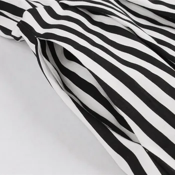 Tonval Single-Breasted Kaklaraištis Kaklo Bordo Dryžuotas Medvilnės Suknelės 50S Vintage Drabužius Moterims Rockabilly Šalies Elegantiškas Vasaros Suknelė