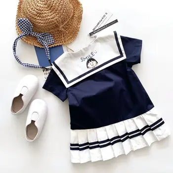 Tonytaobaby Vasaros New Baby Girl Karinio Jūrų Laivyno Apykaklės Miela Suknelė Karinio Jūrų Laivyno Mergaitės Suknelė