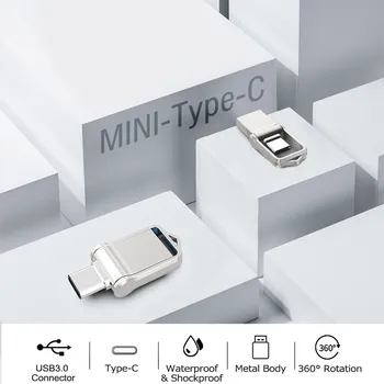 TOPESEL Mini 32GB 64GB 128GB C Tipo Ultra Dual USB 3.0 Flash Drive, Memory Stick U Disko Atmintinę