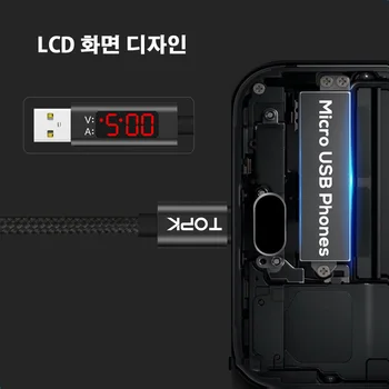 TOPK 1M 2.4 Greitai Įkrauti 3.0 USB Micro Kabelis Greito Įkrovimo Telefono Kabelis Samsung 