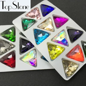 TopStone Trikampis Stiklo Kristalų Išgalvotas Akmens 12mm,18mm,23 mm Aukštos Kokybės Įvairių Spalvų Pointback kalnų krištolas juvelyrikos Priėmimo