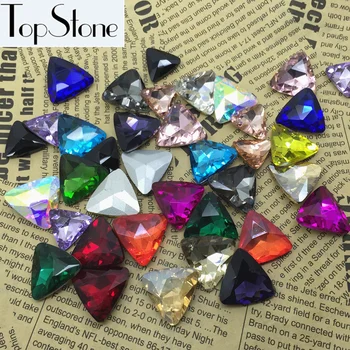 TopStone Trikampis Stiklo Kristalų Išgalvotas Akmens 12mm,18mm,23 mm Aukštos Kokybės Įvairių Spalvų Pointback kalnų krištolas juvelyrikos Priėmimo