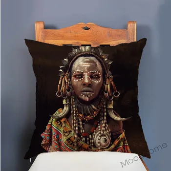 Tradicinis Afrikos Totem Afrikos simbolis Meno Juoda Moteris, Mergina Egzotinių Apdailos Sofos Pagalvės užvalkalą Medvilnės Skalbiniai Kėdė Pagalvėlė Padengti