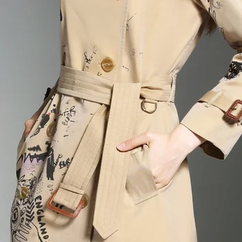 Tranšėjos paltai moterims prabanga išsiuvinėti ilgi paltai moteris žiemą 2019 tendencijos stilių moterų ponios neperšlampamo apsiausto AA4315