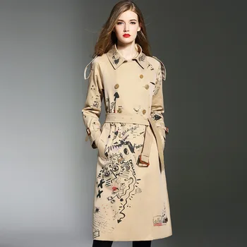 Tranšėjos paltai moterims prabanga išsiuvinėti ilgi paltai moteris žiemą 2019 tendencijos stilių moterų ponios neperšlampamo apsiausto AA4315